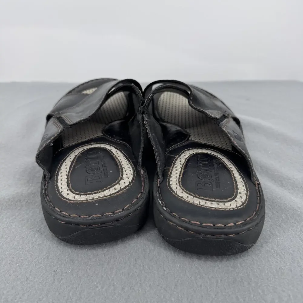 Born‎ Hesi Leather Slide Sandals Mens 11 Black Comfort Casual Slip On Cushioned